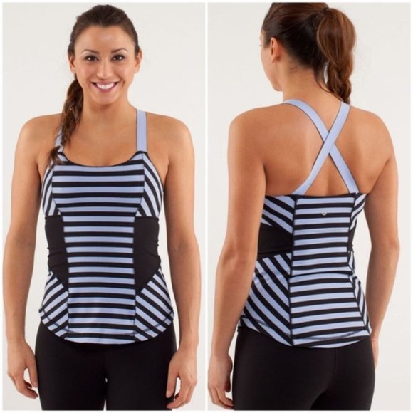 Lululemon Work it Out Purple & Black Striped Tank